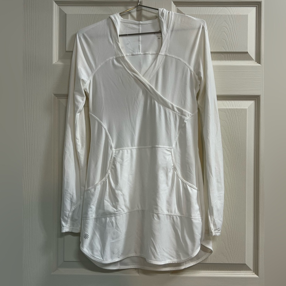 Athleta Wick It Wader White Hooded Long Sleeve Cover Up - Size XS - VGUC